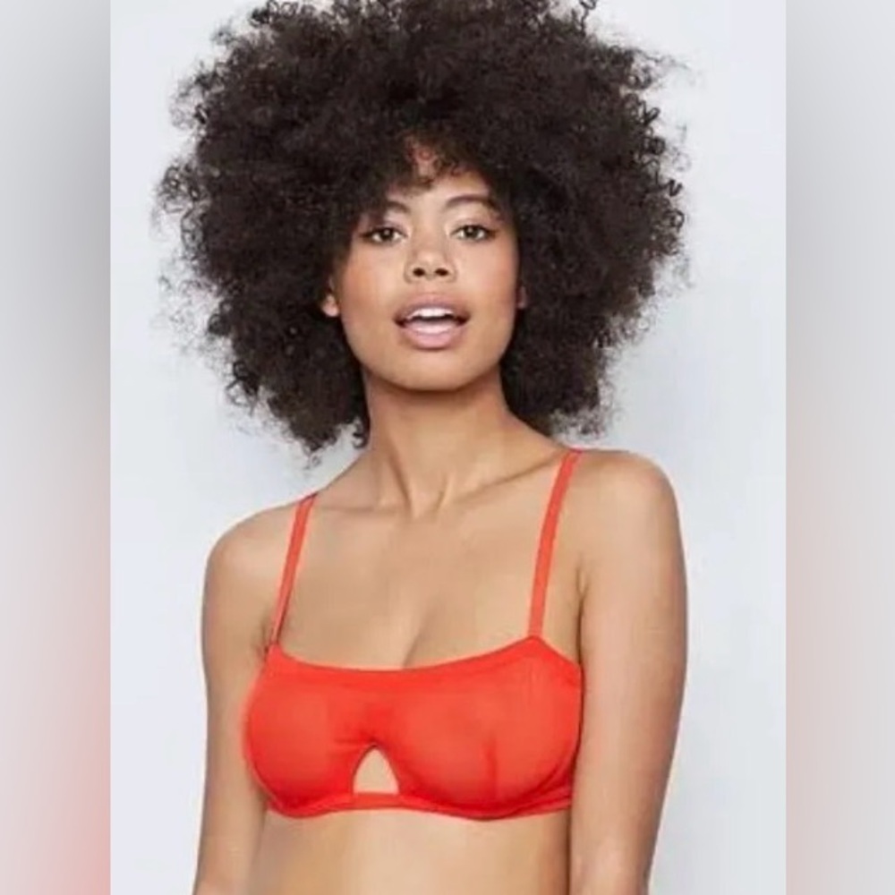 New Free People We Are HAH Lace Sheer Wire Red Bra